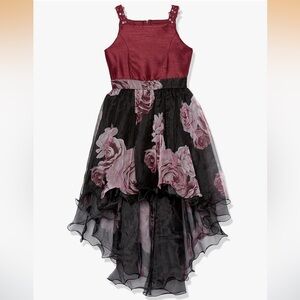 Speechless Kids girls high low sequin floral sleeveless mesh dress